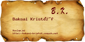Baksai Kristóf névjegykártya