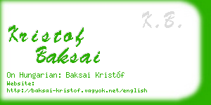 kristof baksai business card