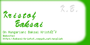 kristof baksai business card